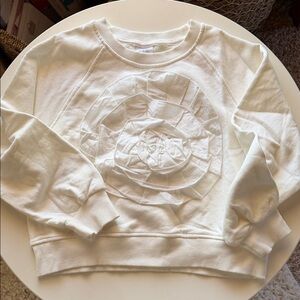 Zara Cream Crewneck Sweatshirt with Floral Rosette